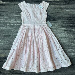 NWT KAYA & SLOANE Pastel Pink Cap Sleeve Eyelet Dress
